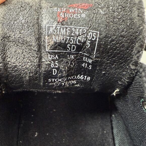 Red Wings Oxford Shoes Men Size 8.5 D Black Low Top Leather Steel Toe Work Shoes - Picture 10 of 11